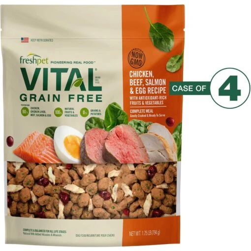 Freshpet Vital Chicken, Beef, Salmon & Egg Recipe Grain-Free Fresh Dog Food & Freshpet Dognation Turkey Bacon Grain-Free Fresh Dog Treats, 3-oz Bag, Case Of 6 -Dog Supplies 693190 PT1. AC SS1800 V1668626999