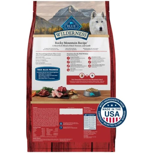 Blue Buffalo Wilderness Rocky Mountain Recipe Senior High Protein Natural Red Meat & Grain Dry Dog Food, 28-lb Bag -Dog Supplies 711326 PT1. AC SS1800 V1694549348