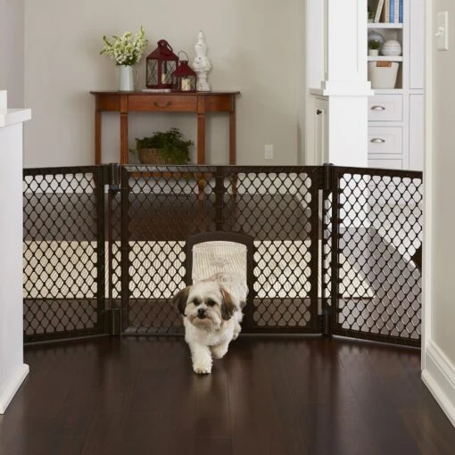 MyPet Extra Wide Cat & Dog Gate With Pet Door, Brown -Dog Supplies 711758 MAIN. AC SS1800 V1670359778