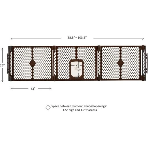 MyPet Extra Wide Cat & Dog Gate With Pet Door, Brown -Dog Supplies 711758 PT5. AC SS1800 V1670437660