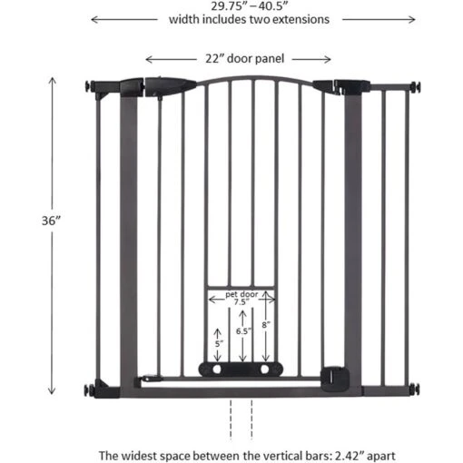 MyPet Tall Deco Easypass Cat & Dog Gate, Graphite -Dog Supplies 711806 PT7. AC SS1800 V1670437541