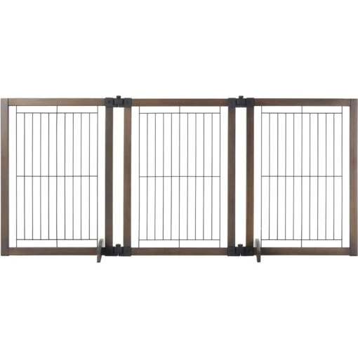 MyPet Extra Wide Versa-Lock Freestanding Cat & Dog Gate, Woodtone -Dog Supplies 711838 PT4. AC SS1800 V1670434247