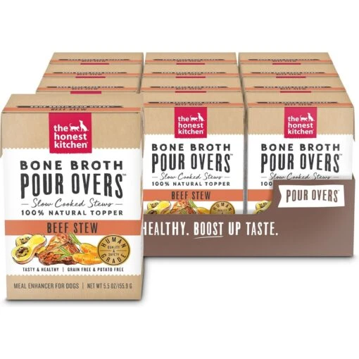 The Honest Kitchen Bone Broth POUR OVERS Beef Stew Wet Dog Food Topper & The Honest Kitchen Superfood POUR OVERS Turkey Stew With Veggies Wet Dog Food Topper -Dog Supplies 715774 PT1. AC SS1800 V1669738558