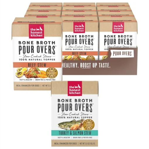 The Honest Kitchen Bone Broth POUR OVERS Turkey & Salmon Stew Wet Dog Food Topper & The Honest Kitchen Bone Broth POUR OVERS Beef Stew Wet Dog Food Topper -Dog Supplies 730670 MAIN. AC SS1800 V1670002678