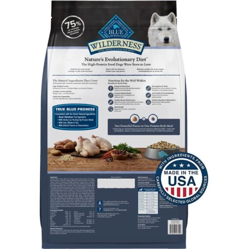 Blue Buffalo Wilderness Senior High Protein Natural Chicken & Wholesome Grains Dry Dog Food -Dog Supplies 735454 PT1. AC SS1800 V1694549410