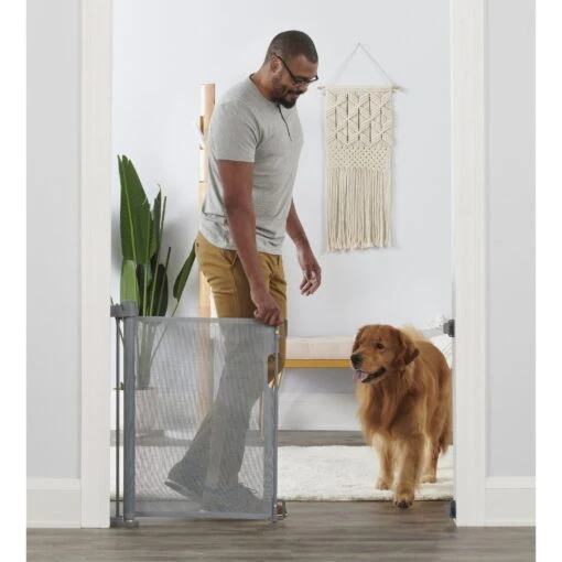 Carlson Pet Products Retractable Safety Dog Gate, Gray, Large -Dog Supplies 735742 PT1. AC SS1800 V1670533367