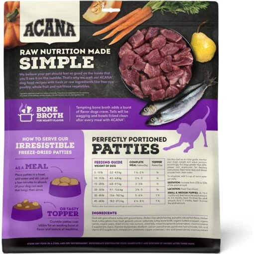 ACANA Duck Recipe Patties Grain-Free Freeze-Dried Dog Food & Topper, 14-oz Bag -Dog Supplies 741142 PT2. AC SS1800 V1688662755