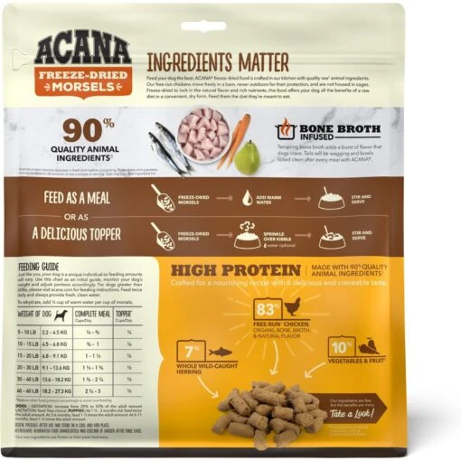 ACANA Chicken Recipe Morsels Grain-Free Freeze-Dried Dog Food & Topper, 8-oz Bag -Dog Supplies 741158 PT1. AC SS1800 V1676401795