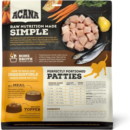 ACANA Chicken Recipe Patties Grain-Free Freeze-Dried Dog Food & Topper, 14-oz Bag -Dog Supplies 741174 PT2. AC SS1800 V1688668700