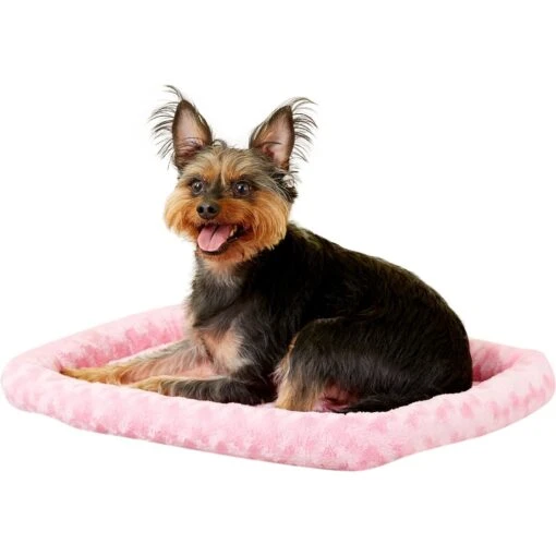 MidWest Quiet Time Fashion Plush Bolster Dog Crate Mat, Pink -Dog Supplies 74336 PT1. AC SS1800 V1542224575