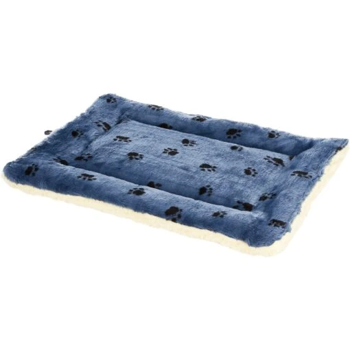 MidWest Quiet Time Fleece Reversible Dog Crate Mat, Blue Paw Print -Dog Supplies 74365 MAIN. AC SS1800 V1542225454