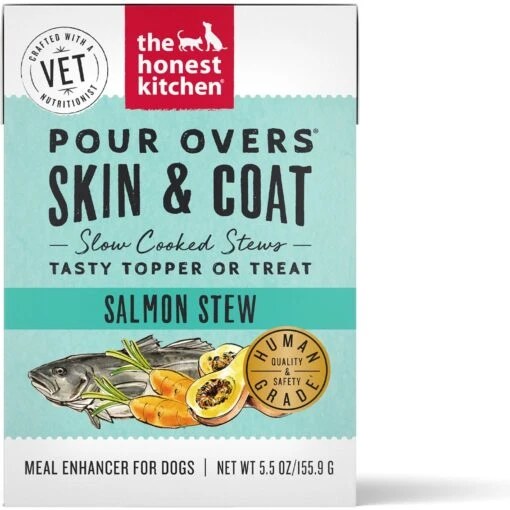 The Honest Kitchen Functional POUR OVERS Skin & Coat Salmon Stew Dog Food Topper, 5.5-oz Can, Case Of 12 -Dog Supplies 747398 MAIN. AC SS1800 V1671719594