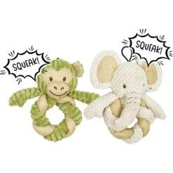 Petique Mini Hemp Twist Monkey & Elephant Plush Dog Toy, 2 Count -Dog Supplies 751710 PT2. AC SS1800 V1673461941