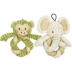 Petique Mini Hemp Twist Monkey & Elephant Plush Dog Toy, 2 Count -Dog Supplies 751710 PT3. AC SS1800 V1673461938