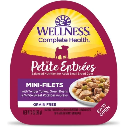 Wellness Petite Entrees Mini-Filets With Tender Turkey, Green Beans & White Sweet Potatoes In Gravy Grain-Free Wet Dog Food, 3-oz Tray, Case Of 24 -Dog Supplies 76675 MAIN. AC SS1800 V1638494284