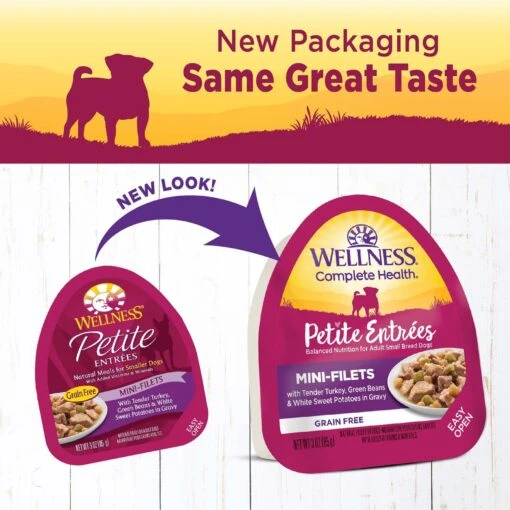 Wellness Petite Entrees Mini-Filets With Tender Turkey, Green Beans & White Sweet Potatoes In Gravy Grain-Free Wet Dog Food, 3-oz Tray, Case Of 24 -Dog Supplies 76675 PT1. AC SS1800 V1657661022