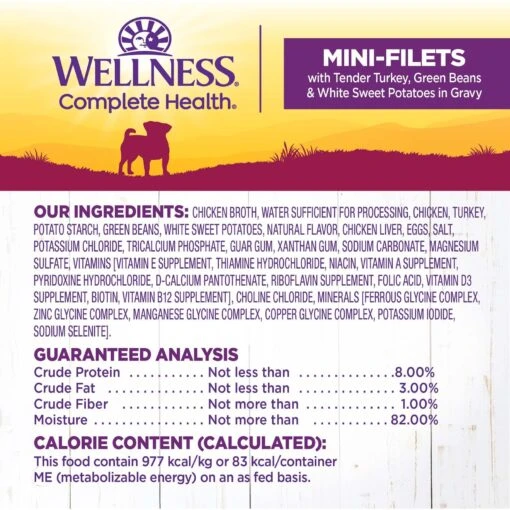 Wellness Petite Entrees Mini-Filets With Tender Turkey, Green Beans & White Sweet Potatoes In Gravy Grain-Free Wet Dog Food, 3-oz Tray, Case Of 24 -Dog Supplies 76675 PT5. AC SS1800 V1657661022