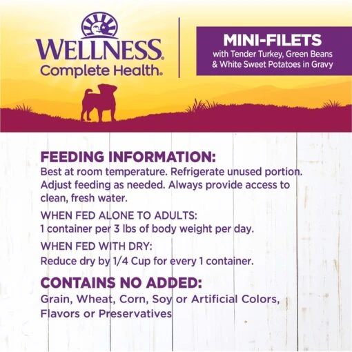 Wellness Petite Entrees Mini-Filets With Tender Turkey, Green Beans & White Sweet Potatoes In Gravy Grain-Free Wet Dog Food, 3-oz Tray, Case Of 24 -Dog Supplies 76675 PT6. AC SS1800 V1657661023