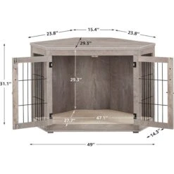 Unipaws Furniture Corner Dog Crate With Cushion, Weathered Grey -Dog Supplies 811550 PT5. AC SS1800 V1682541454