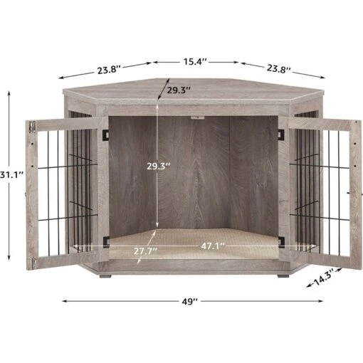 Unipaws Furniture Corner Dog Crate With Cushion, Weathered Grey -Dog Supplies 811550 PT5. AC SS1800 V1682541454