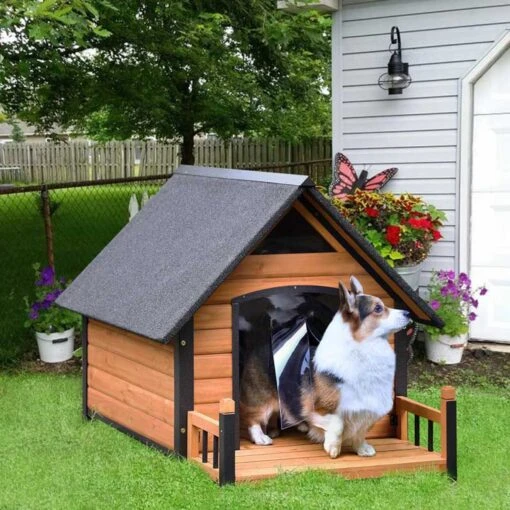 Aivituvin Strong Iron Frame Outdoor Dog House With Porch, Small -Dog Supplies 812766 PT1. AC SS1800 V1679591736