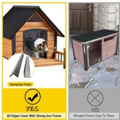 Aivituvin Strong Iron Frame Outdoor Dog House With Porch, Small -Dog Supplies 812766 PT4. AC SS1800 V1679591779