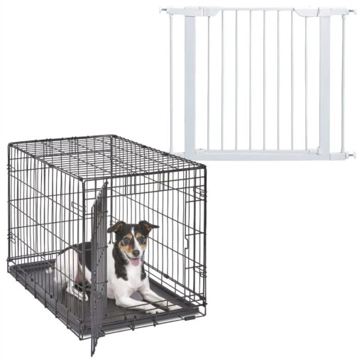 MidWest ICrate Fold & Carry Single Door Collapsible Wire Dog Crate & MidWest Steel Pet Gate -Dog Supplies 815134 MAIN. AC SS1800 V1679500612