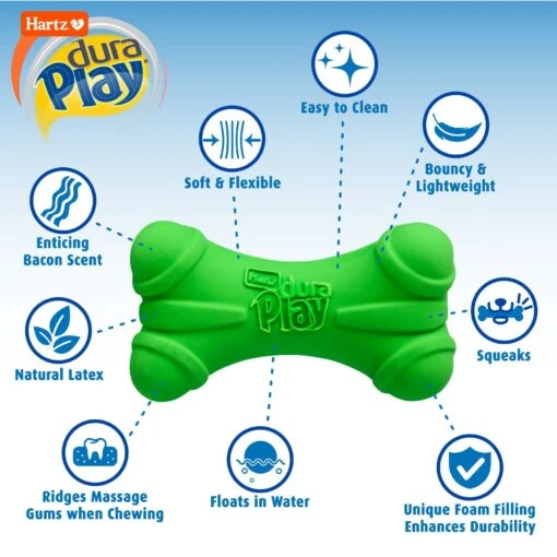 Hartz Dura Play Bone Squeaky Latex Dog Toy -Dog Supplies 82721 PT1. AC SS1800 V1660706809