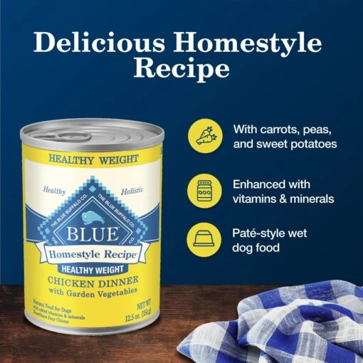 Blue Buffalo Homestyle Recipe Healthy Weight Chicken Dinner With Garden Vegetables & Brown Rice Canned Dog Food -Dog Supplies 84158 PT3. AC SS1800 V1689283211