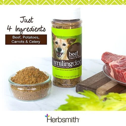 Herbsmith Smiling Dog Kibble Seasoning Freeze-Dried Beef With Potatoes, Carrots, & Celery Dog Food Topper -Dog Supplies 84492 PT1. AC SS1800 V1628800868