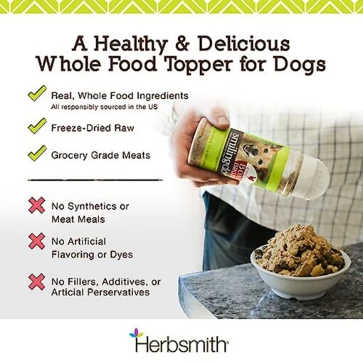 Herbsmith Smiling Dog Kibble Seasoning Freeze-Dried Beef With Potatoes, Carrots, & Celery Dog Food Topper -Dog Supplies 84492 PT3. AC SS1800 V1628800869