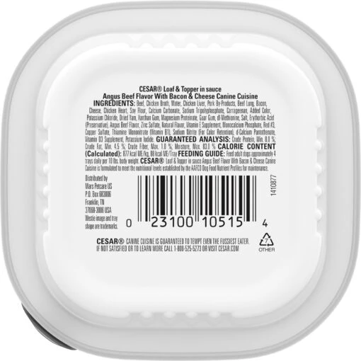 Cesar Loaf & Topper In Sauce Angus Beef Flavor With Bacon & Cheese Grain-Free Small Breed Adult Wet Dog Food Trays -Dog Supplies 86061 PT1. AC SS1800 V1695649464