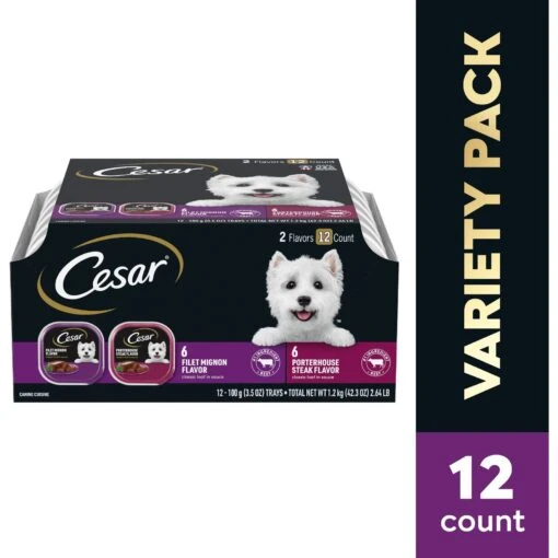 Cesar Classic Loaf In Sauce Filet Mignon & Porterhouse Steak Flavors Variety Pack Grain-Free Small Breed Adult Wet Dog Food Trays -Dog Supplies 86450 PT2. AC SS1800 V1695655152