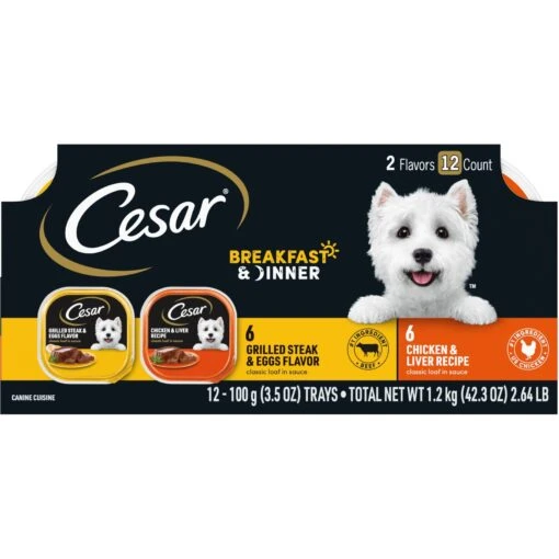 Cesar Classic Loaf In Sauce Breakfast & Dinner Mealtime Variety Pack Grain-Free Small Breed Adult Wet Dog Food Trays -Dog Supplies 86454 MAIN. AC SS1800 V1695648872