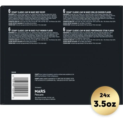 Cesar Classic Loaf In Sauce Beef Recipe, Filet Mignon, Grilled Chicken & Porterhouse Steak Flavors Variety Pack Grain-Free Small Breed Adult Wet Dog Food Trays -Dog Supplies 86492 PT1. AC SS1800 V1695752529