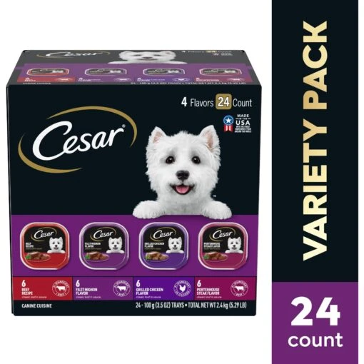 Cesar Classic Loaf In Sauce Beef Recipe, Filet Mignon, Grilled Chicken & Porterhouse Steak Flavors Variety Pack Grain-Free Small Breed Adult Wet Dog Food Trays -Dog Supplies 86492 PT2. AC SS1800 V1695650137