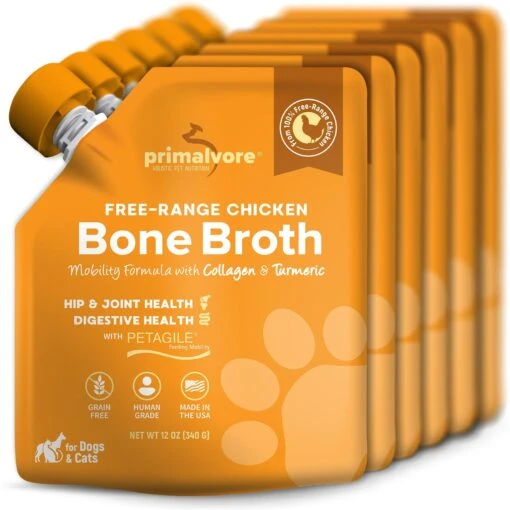 Primalvore Free Range Chicken Bone Broth With Collagen + Turmeric Dog & Cat Food Topping, 12-oz Bag, 6 Count -Dog Supplies 871302 MAIN. AC SS1800 V1688393201