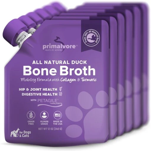 Primalvore All Natural Duck Bone Broth With Collagen + Turmeric Dog & Cat Food Topping, 12-oz Bag, 6 Count -Dog Supplies 871318 MAIN. AC SS1800 V1688392626