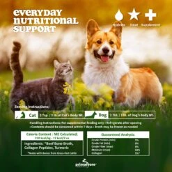 Primalvore All Natural Duck Bone Broth With Collagen + Turmeric Dog & Cat Food Topping, 12-oz Bag, 6 Count -Dog Supplies 871318 PT5. AC SS1800 V1688154622