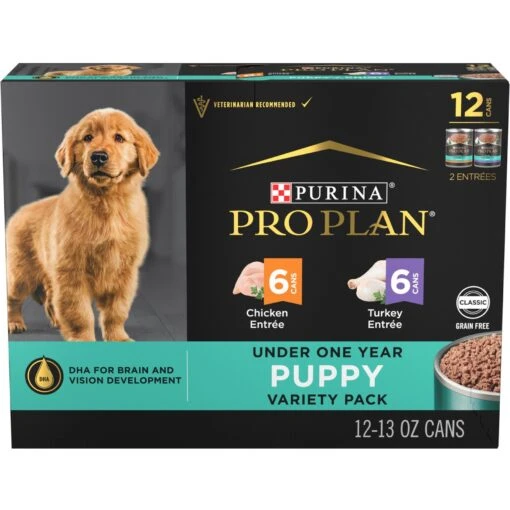 Purina Pro Plan Development Variety Pack Puppy Grain-Free Chicken Entree & Turkey Entree Wet Dog Food, 13-oz Can, Case Of 12 -Dog Supplies 877758 MAIN. AC SS1800 V1686068166