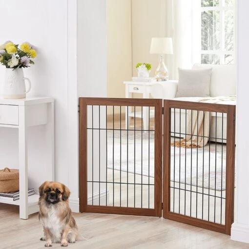 Unipaws Pet Gate Playpen 2-Panel Extension Kit, Walnut, Medium -Dog Supplies 880078 MAIN. AC SS1800 V1686079643