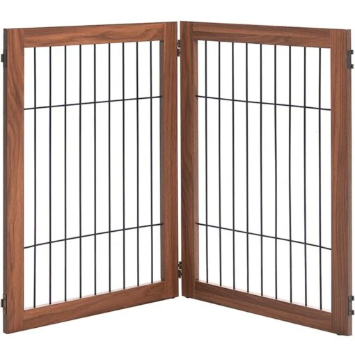 Unipaws Pet Gate Playpen 2-Panel Extension Kit, Walnut, Medium -Dog Supplies 880078 PT1. AC SS1800 V1686079642