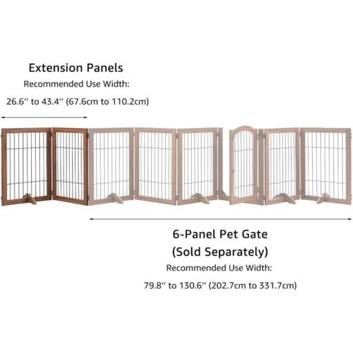 Unipaws Pet Gate Playpen 2-Panel Extension Kit, Walnut, Medium -Dog Supplies 880078 PT4. AC SS1800 V1686079641