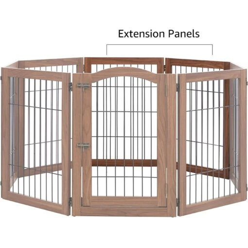 Unipaws Pet Gate Playpen 2-Panel Extension Kit, Walnut, Medium -Dog Supplies 880078 PT5. AC SS1800 V1686079807