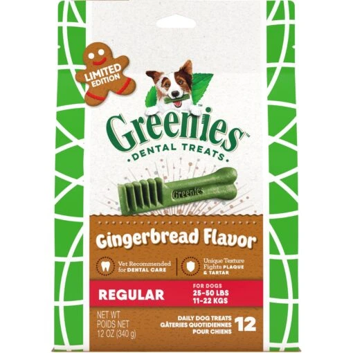 Greenies Gingerbread Flavor Regular Dental Dog Treats, 12 Count -Dog Supplies 899006 MAIN. AC SS1800 V1687971436