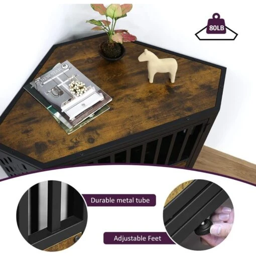 SMONTER Wooden Corner Crate Furniture Style Dog Kennel -Dog Supplies 904206 PT2. AC SS1800 V1688398364