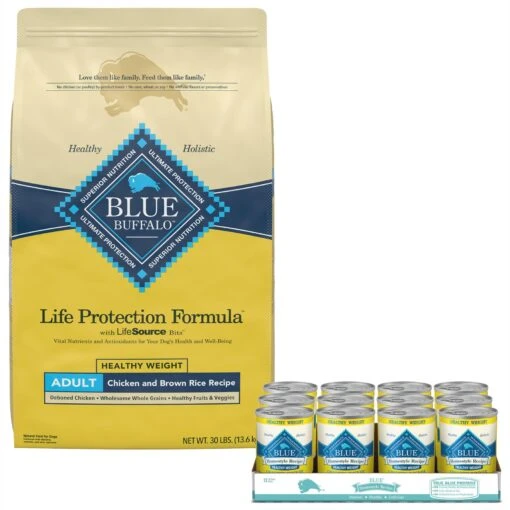 Blue Buffalo Life Protection Formula Healthy Weight Adult Chicken & Brown Rice Recipe Dry Dog Food & Blue Buffalo Homestyle Recipe Healthy Weight Chicken Dinner With Garden Vegetables & Brown Rice Canned Dog Food -Dog Supplies 916486 MAIN. AC SS1800 V1689884010