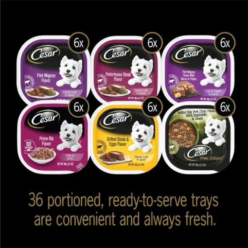 Cesar Home Delights & Classic Loaf In Sauce Variety Pack Small Breed Adult Wet Dog Food Trays & Cesar Steak Lovers Variety Pack Small Breed Adult Wet Dog Food Trays -Dog Supplies 916550 PT6. AC SS1800 V1689883940