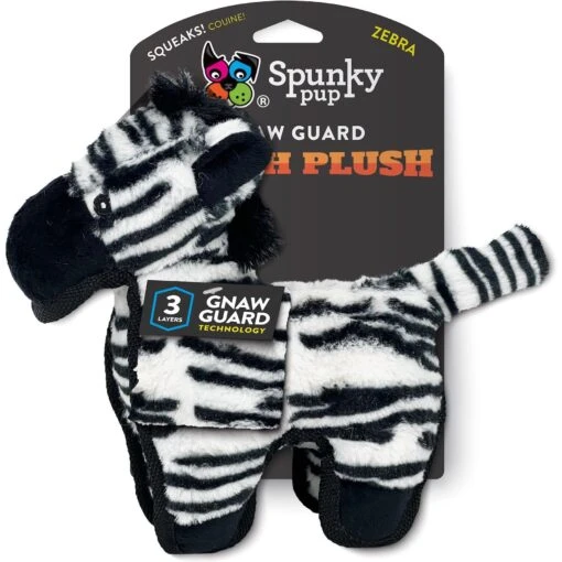 Spunky Pup Tough Plush Dog Toy, White & Black, Zebra -Dog Supplies 917638 MAIN. AC SS1800 V1690565252