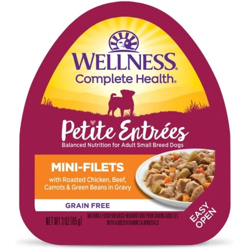 Wellness Petite Entrees Mini-Filets Chicken & Beef In Gravy Small Breed Natural Wet Dog Food, 3-oz Cup, 12 Count -Dog Supplies 931582 MAIN. AC SS1800 V1697052549